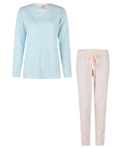 By Louise Dames Pyjama Set Lang Blauw/Wit Print