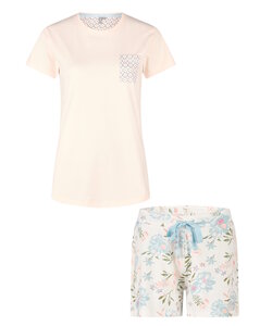 By Louise Dames Korte Pyjama Set Shortama Roze/Wit Gebloemd