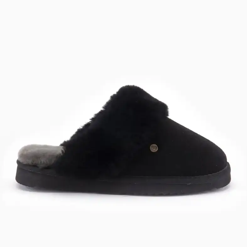 Warmbat Warmbat Ladies' Slip-on Slippers Suede Flurry Black