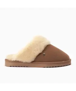 Warmbat Dames Instap Pantoffels Suède Flurry Cognac