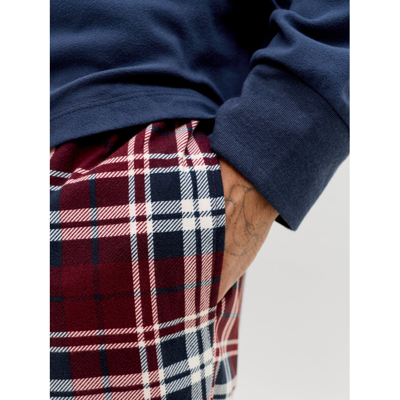 Jack & Jones Jack & Jones Men's Lounge Pajama Set Long JACMIXED Polyester Checkered Blue/Red