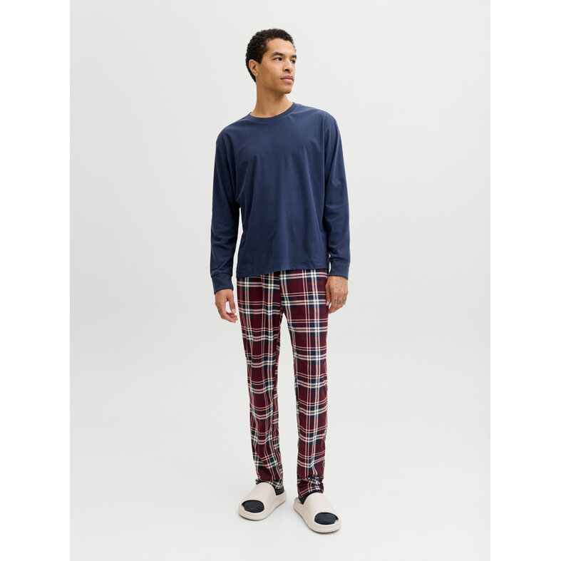 Jack & Jones Jack & Jones Men's Lounge Pajama Set Long JACMIXED Polyester Checkered Blue/Red