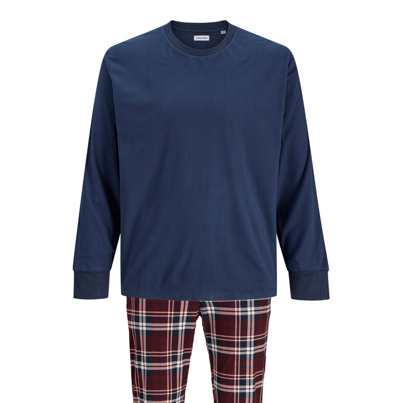 Jack & Jones Jack & Jones Men's Lounge Pajama Set Long JACMIXED Polyester Checkered Blue/Red