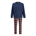 Jack & Jones Jack & Jones Men's Lounge Pajama Set Long JACMIXED Polyester Checkered Blue/Red
