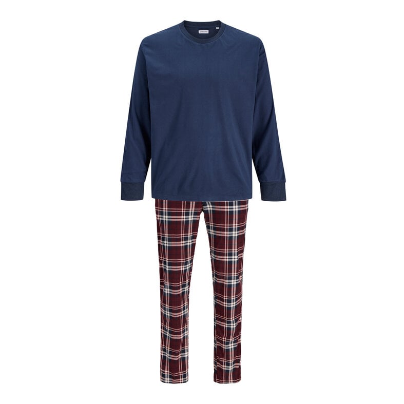Jack & Jones Jack & Jones Men's Lounge Pajama Set Long JACMIXED Polyester Checkered Blue/Red