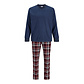 Jack & Jones Jack & Jones Heren Lounge Pyjama Set Lang JACMIXED Polyester Geruit Blauw/Rood