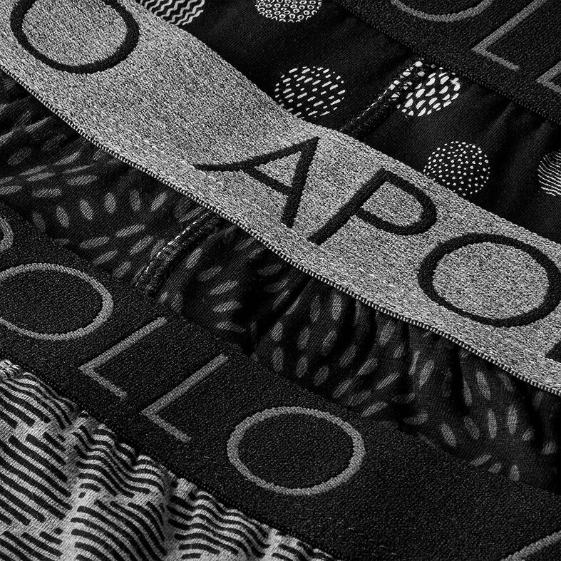 Apollo Apollo Men's Boxer Shorts Print 3-Pack Multi Black