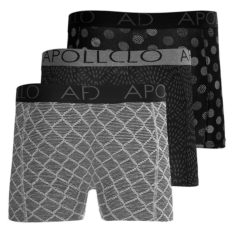 Apollo Apollo Men's Boxer Shorts Print 3-Pack Multi Black
