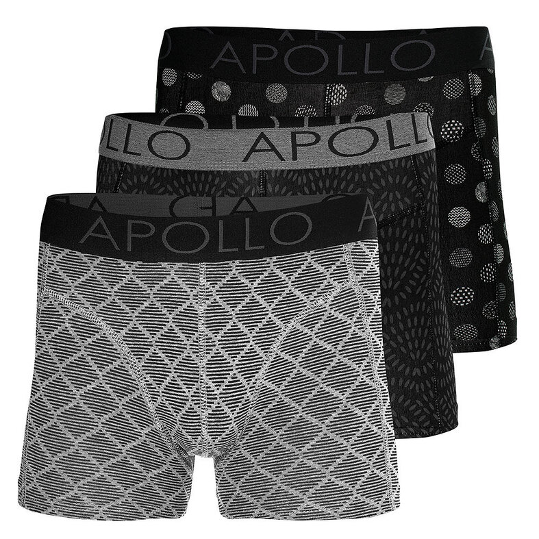 Apollo Apollo Men's Boxer Shorts Print 3-Pack Multi Black