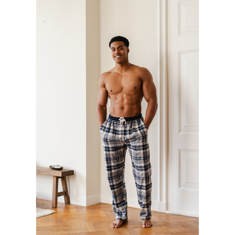 Phil & Co Phil & Co Men's Pyjama Pants Long Flannel Checkered Gray