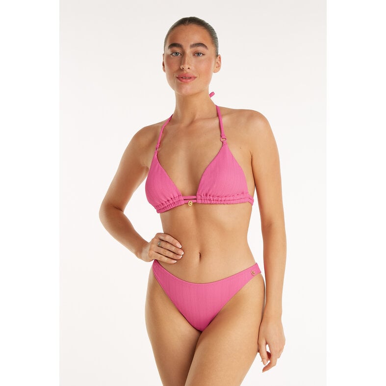 Ten Cate Ten Cate Women's Triangle Bikini Top Texture Solid Pink