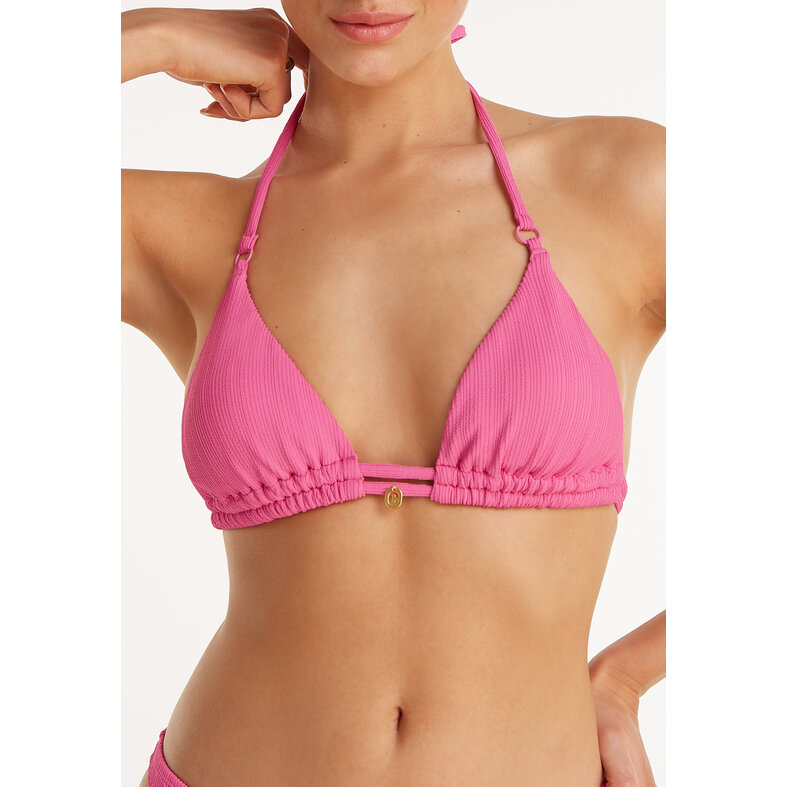 Ten Cate Ten Cate Women's Triangle Bikini Top Texture Solid Pink