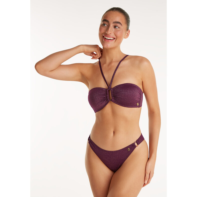 Ten Cate Ten Cate Ladies Bandeau Ring Bikini Top Glitter Bordeaux Red