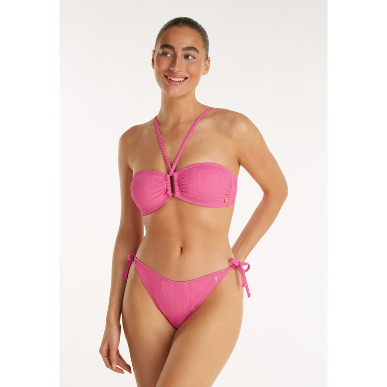 Ten Cate Ten Cate Women's Bandeau Ring Bikini Top Texture Solid Pink