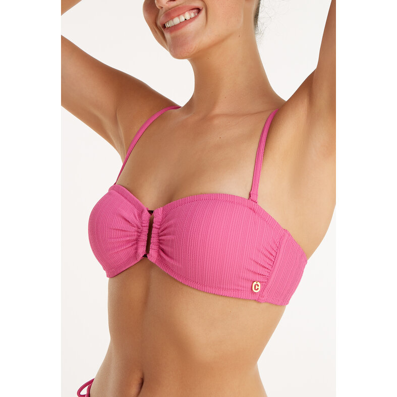 Ten Cate Ten Cate Women's Bandeau Ring Bikini Top Texture Solid Pink