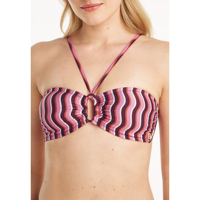 Ten Cate Ten Cate Ladies Bandeau Ring Bikini Top Purple/Pink Striped