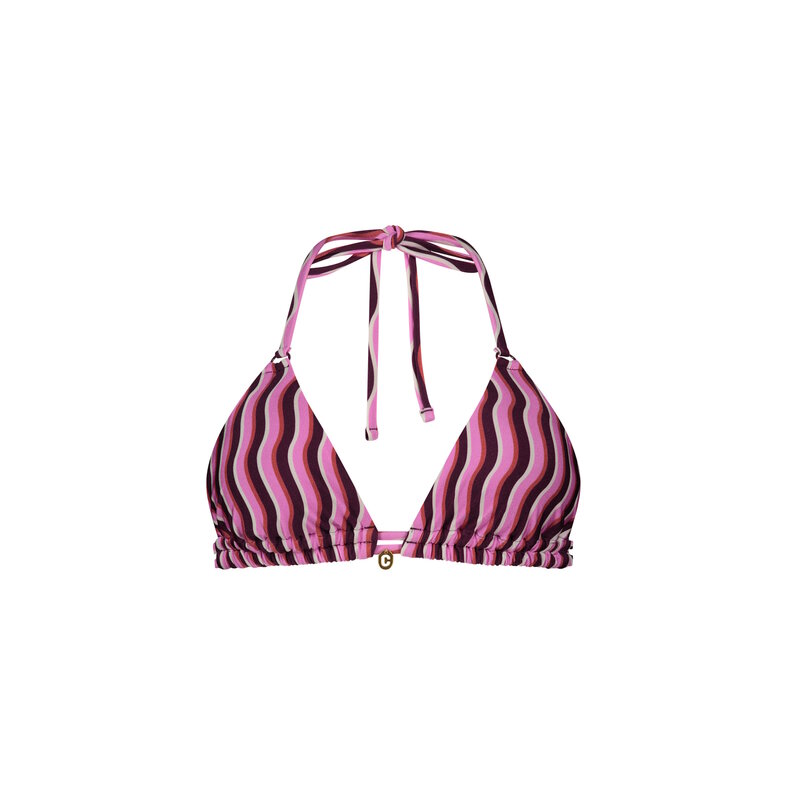 Ten Cate Ten Cate Women's Triangle Bikini Top Purple/Pink Striped