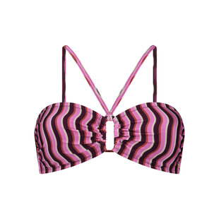 Ten Cate Ladies Bandeau Ring Bikini Top Purple/Pink Striped
