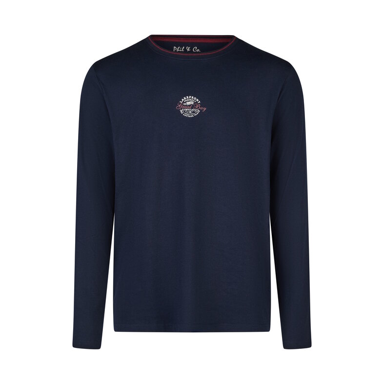 Phil & Co Phil & Co Men's Winter Pajama Set Long Dark Blue/Grey Striped