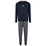 Phil & Co Phil & Co Heren Winter Pyjama Set Lang Donkerblauw/Grijs Gestreept
