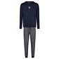 Phil & Co Phil & Co Heren Winter Pyjama Set Lang Donkerblauw/Grijs Gestreept