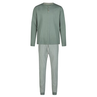 Phil & Co Heren Winter Pyjama Set Lang Groen Gestreept