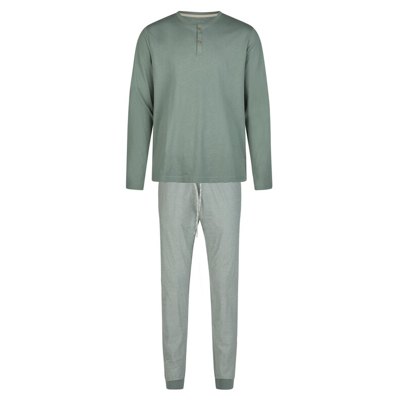 Phil & Co Phil & Co Men's Winter Pajama Set Long Green Striped