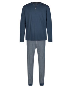 Phil & Co Men's Winter Pajama Set Long Dark Blue Striped