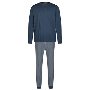 Phil & Co Men's Winter Pajama Set Long Dark Blue Striped