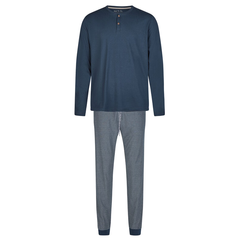 Phil & Co Phil & Co Men's Winter Pajama Set Long Dark Blue Striped