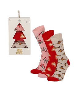 Apollo Dames Kerstsokken Giftbox 3-Pack Kerstversiering