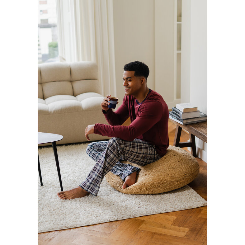 Phil & Co Phil & Co Men's Winter Pajama Set Long Red/Grey Checkered