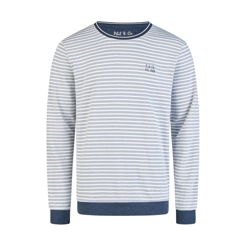 Phil & Co Phil & Co Men's Winter Pajama Set Long Interlock Blue Striped