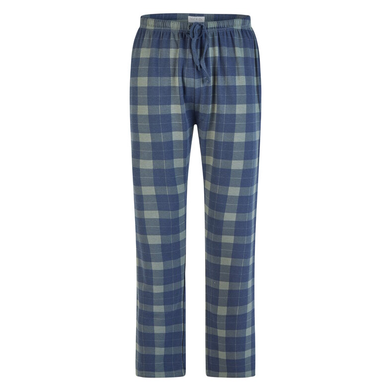 Phil & Co Phil & Co Men's Winter Pajama Set Long Interlock Dark Blue Checkered