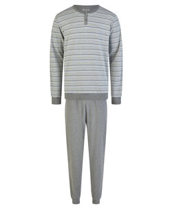 Phil & Co Heren Winter Pyjama Set Lang Interlock Grijs Gestreept