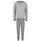 Phil & Co Phil & Co Heren Winter Pyjama Set Lang Interlock Grijs Gestreept