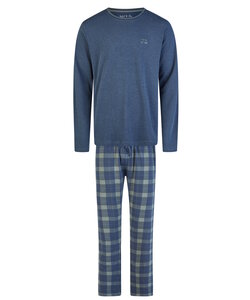 Phil & Co Heren Winter Pyjama Set Lang Interlock Donkerblauw Geruit