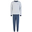Phil & Co Phil & Co Heren Winter Pyjama Set Lang Interlock Blauw Gestreept