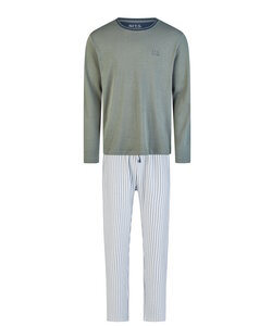 Phil & Co Heren Winter Pyjama Set Lang Interlock Groen/Grijs