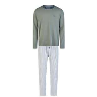 Phil & Co Men's Winter Pajama Set Long Interlock Green/Gray