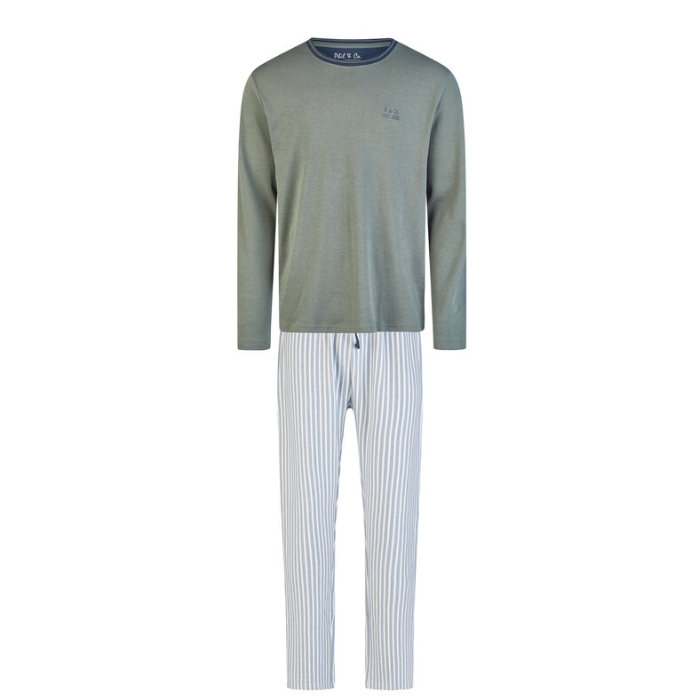 Phil & Co Phil & Co Men's Winter Pajama Set Long Interlock Green/Gray
