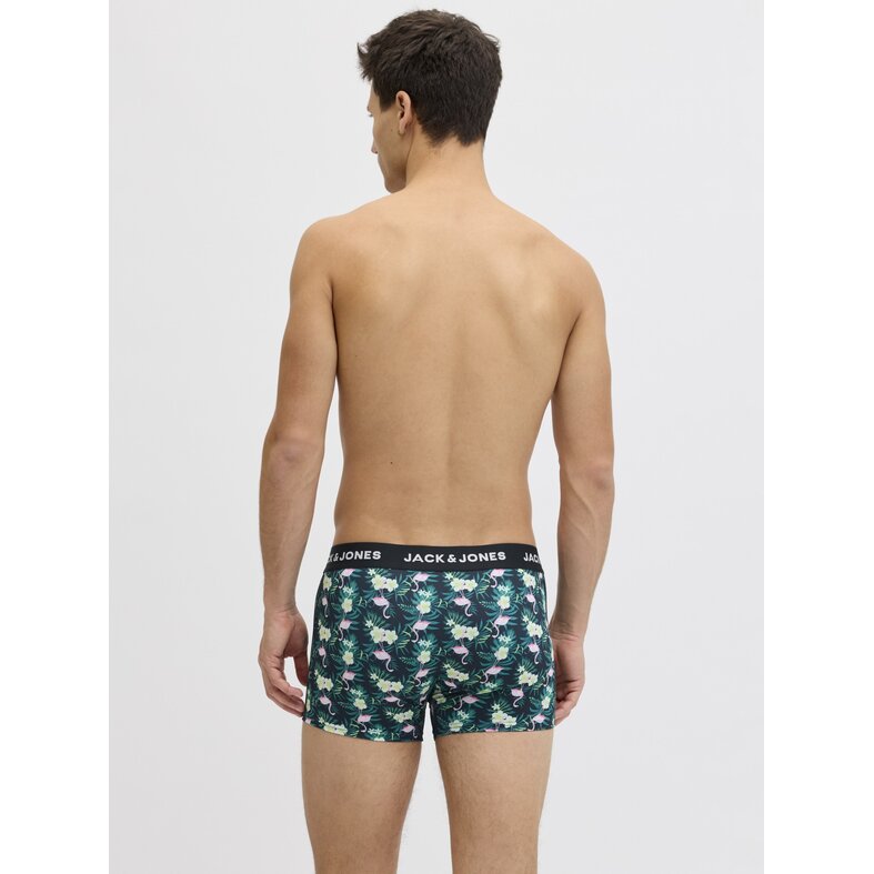 Jack & Jones Jack & Jones Heren Boxershorts Trunks Microfiber JACFLAMINGO Flamingo Print 3-Pack Donkerblauw