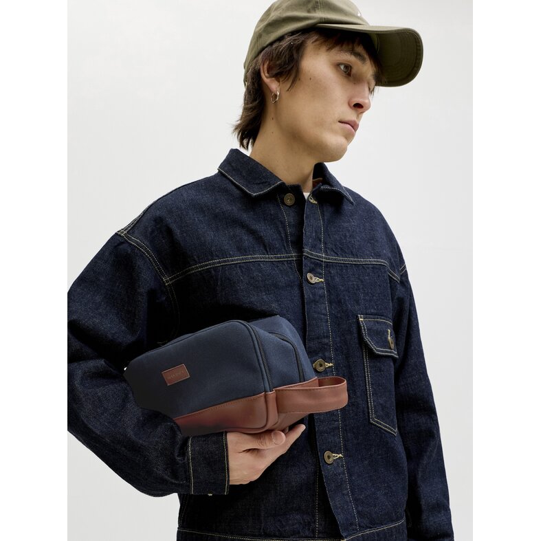 Jack & Jones Jack & Jones Men's Toiletry Bag JACPASCAL Dark Blue/Brown