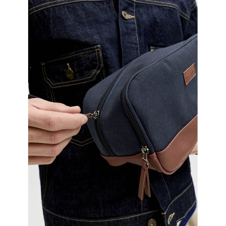 Jack & Jones Jack & Jones Men's Toiletry Bag JACPASCAL Dark Blue/Brown