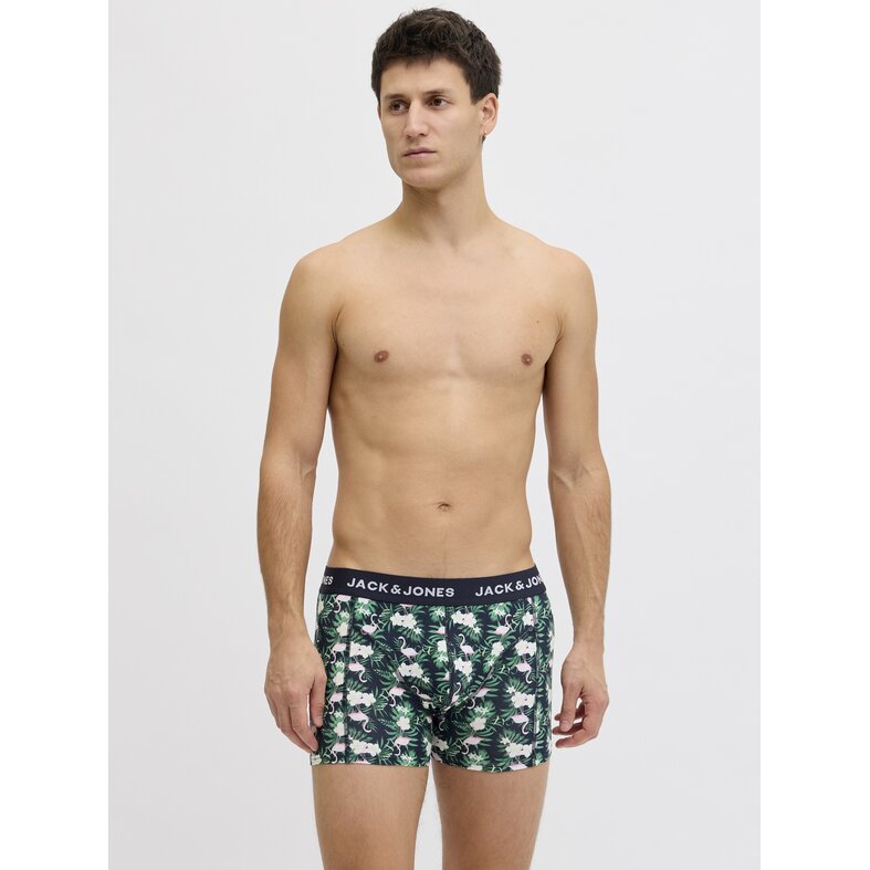 Jack & Jones Jack & Jones Heren Boxershorts Trunks JACFLAMINGO Flamingo Print 7-Pack Donkerblauw/Zwart