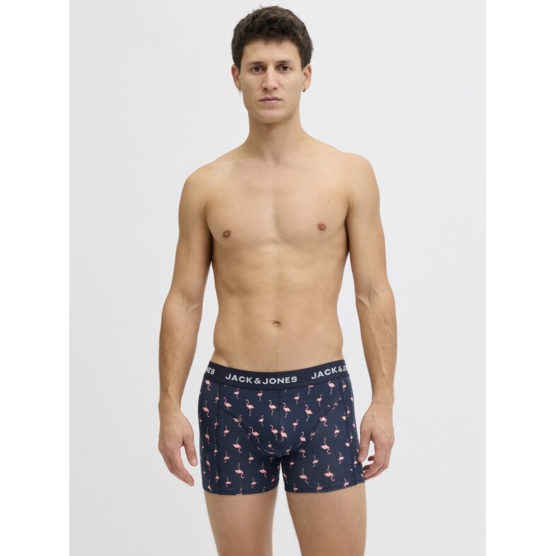 Jack & Jones Jack & Jones Heren Boxershorts Trunks JACFLAMINGO Flamingo Print 7-Pack Donkerblauw/Zwart