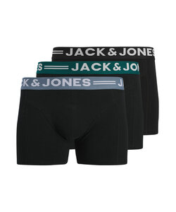 Jack & Jones Junior Boys Boxers Trunks SENSE 3-Pack Plain Black