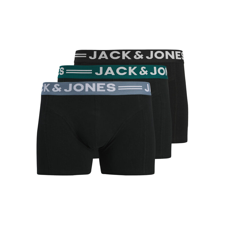 Jack & Jones Junior Jack & Jones Junior Jongens Boxershorts Trunks SENSE 3-Pack Effen Zwart