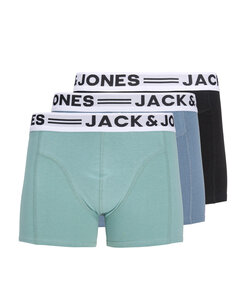 Jack & Jones Junior Boys Boxers Trunks SENSE 3-Pack Solid Turquoise/Blue/Black
