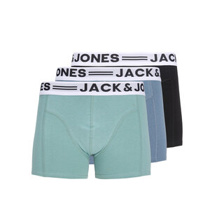 Jack & Jones Junior Boys Boxers Trunks SENSE 3-Pack Solid Turquoise/Blue/Black